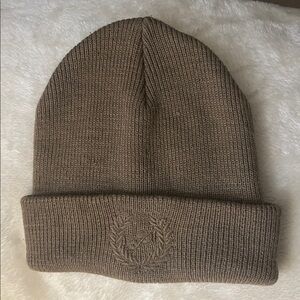 PINK 🥶 VICTORIA’S SECRET TAN EMBROIDERED LOGO WINTER BEANIE WASHABLE WINTER HAT